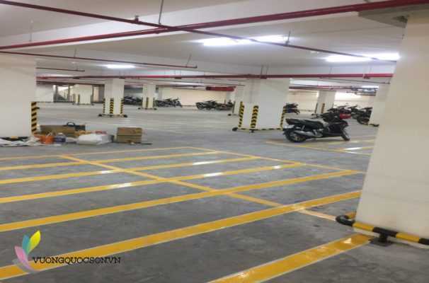 Thi công sơn kẻ vạch cho tầng hầm nhà giữ xe