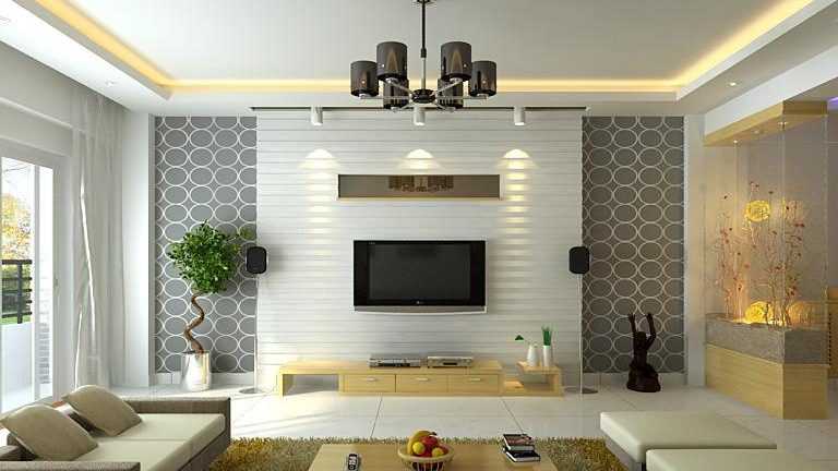 cropped Modern Living Room TV Wall