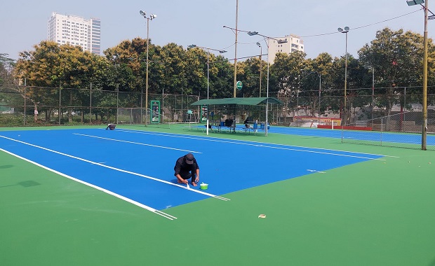Thi Công Vạch Kẻ Đường Line Sân Tennis